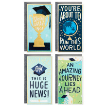 Hallmark Afstudeerkaart Geldhouder of Cadeaukaarthouder Assortiment, Je Bent Geweldig (4 Kaarten met Enveloppen)