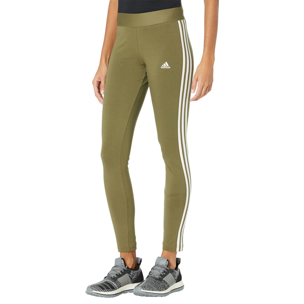 adidas Women's Essentials 3-stripes Leggings  Focus Olive/White  X-Small
