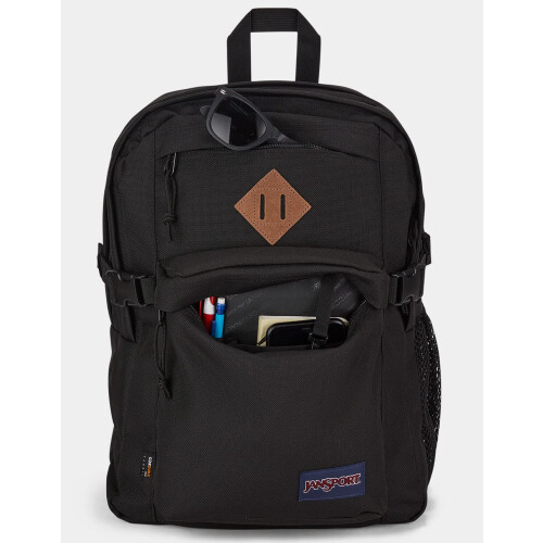 Jansport Mochila JanSport Main Campus FX  Bolsa para viagem ou trabalho com pacote para laptop de 15 polegadas com acabamentos em couro preto 1