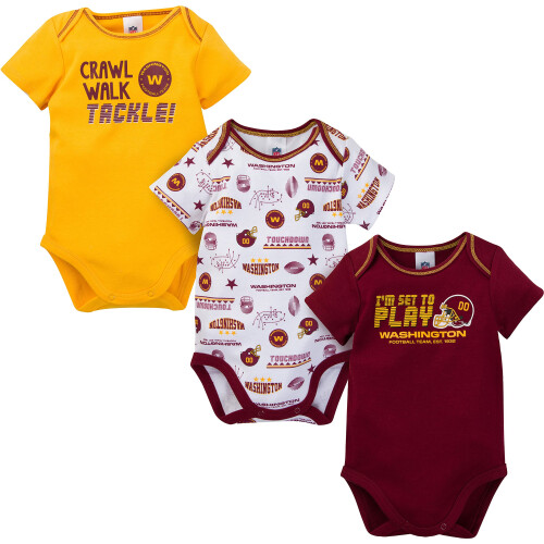 Gerber Gerber Unisex Βρεφικό NFL 3 Τεμάχια Ολόσωμο Κορμάκι με Κοντά Μανίκια, Χρώμα Ομάδας 0-3 Μηνών