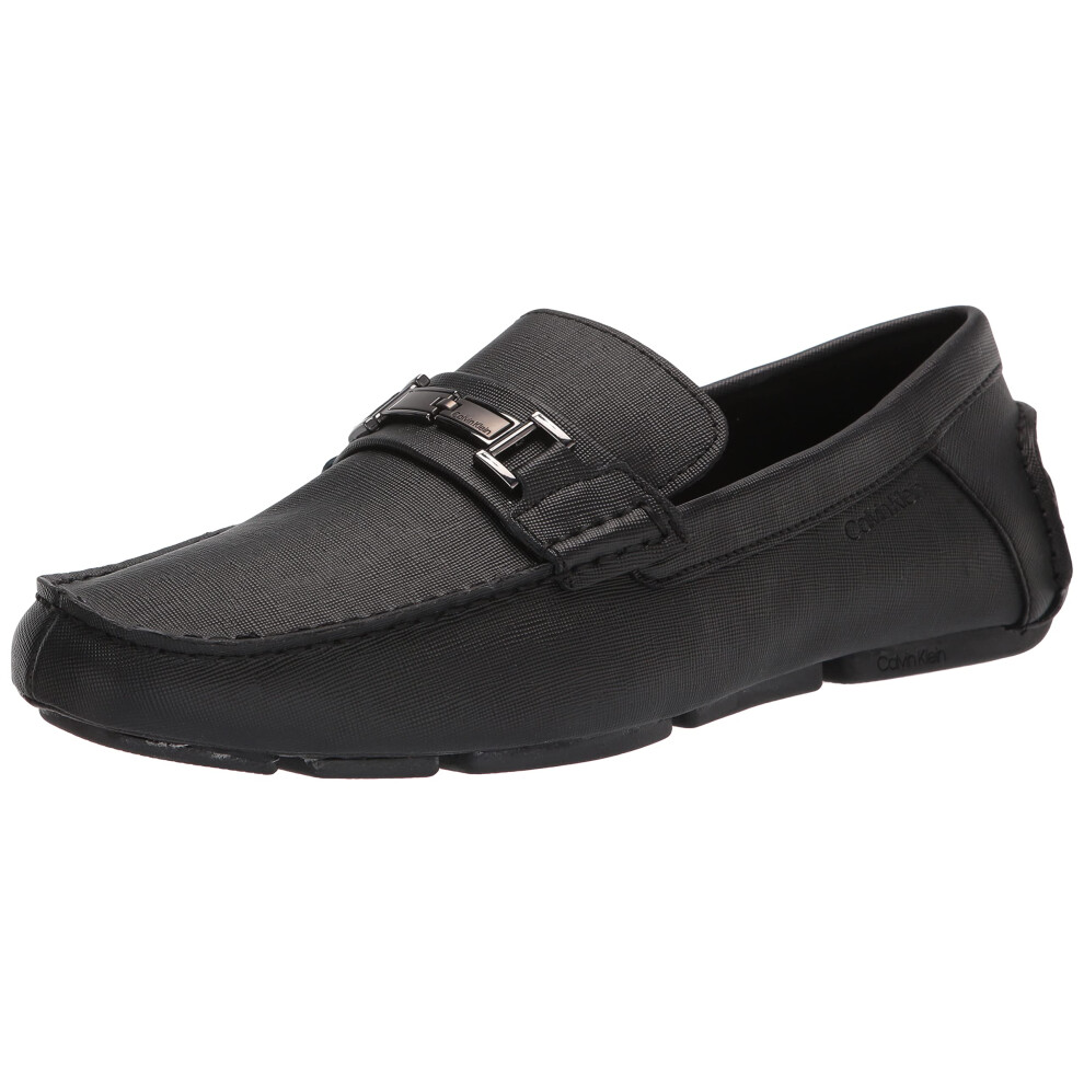 Calvin Klein Men's Magnus Driving Style Loafer  Black Weave Emboss 001  10.5