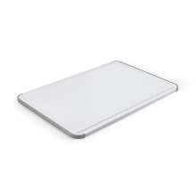 KitchenAid Classic Plastic Cutting Board with Perimeter Trench and Non Slip Edges Dishwasher Safe 12 inch x 18 inch White and Gray