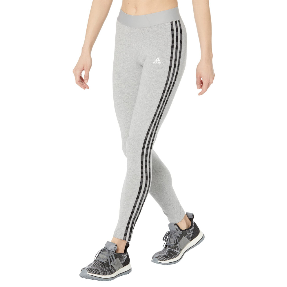adidas Women's Standard Loungewear Essentials 3-Stripes Leggings  Medium Grey Heather/White  4X