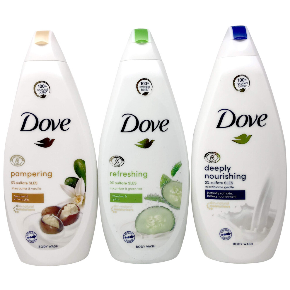 Dove Variety Pack Body Wash  Deeply Nourishing for Instantly Soft Skin  Refreshing Cucumber for Refreshing and Uplifting Skin  and Shea Butter for Pam