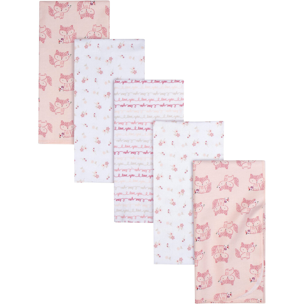 Gerber Boys and Girls Newborn Infant Baby Toddler Nursery 100% Cotton Flannel Receiving Swaddle Blanket  Foxes White  Pack of 5