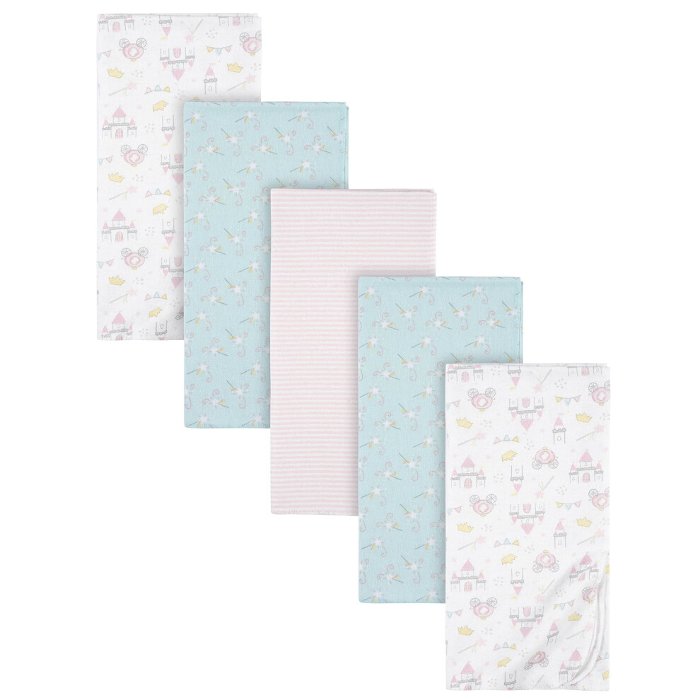 Gerber Girls Newborn Infant Baby Toddler Nursery 100% Cotton Flannel Receiving Swaddle Blanket  Princess White  5-Pack