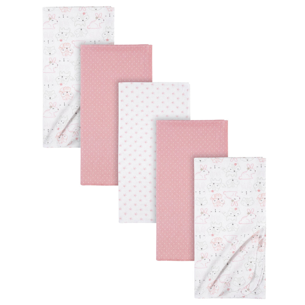 Gerber Girls Newborn Infant Baby Toddler Nursery 100% Cotton Flannel Receiving Swaddle Blanket  Rainbows Pink  (Pack of 5)