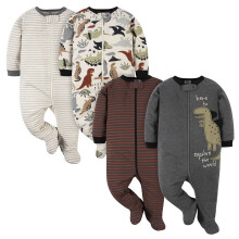 Gerber baby boys 4 Pack 'N Play Footie and Toddler Sleepers Red Dino Preemie US