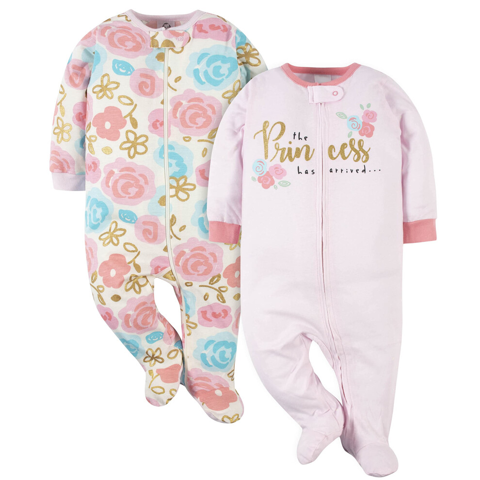 Gerber Baby Girls 2-Pack Sleep 'N Play Princess Pink Preemie