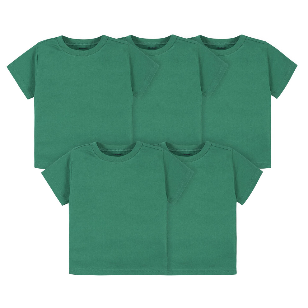 gerber Baby Toddler 5-Pack Solid Short Sleeve T-Shirts Jersey 160 gSM  Kelly green  2T