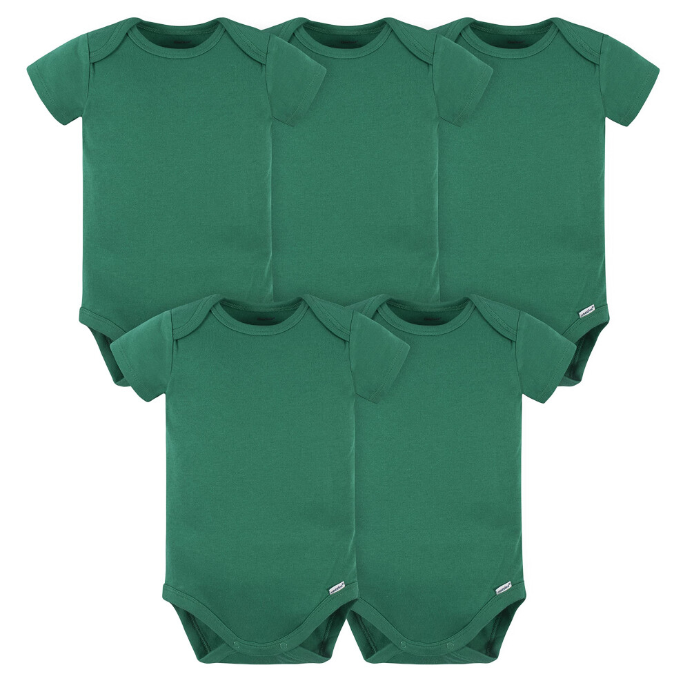 gerber Baby 5 Pack Onesies Multi-Packs Bundle Interlock 180 gSM  Kelly green  3-6 Months