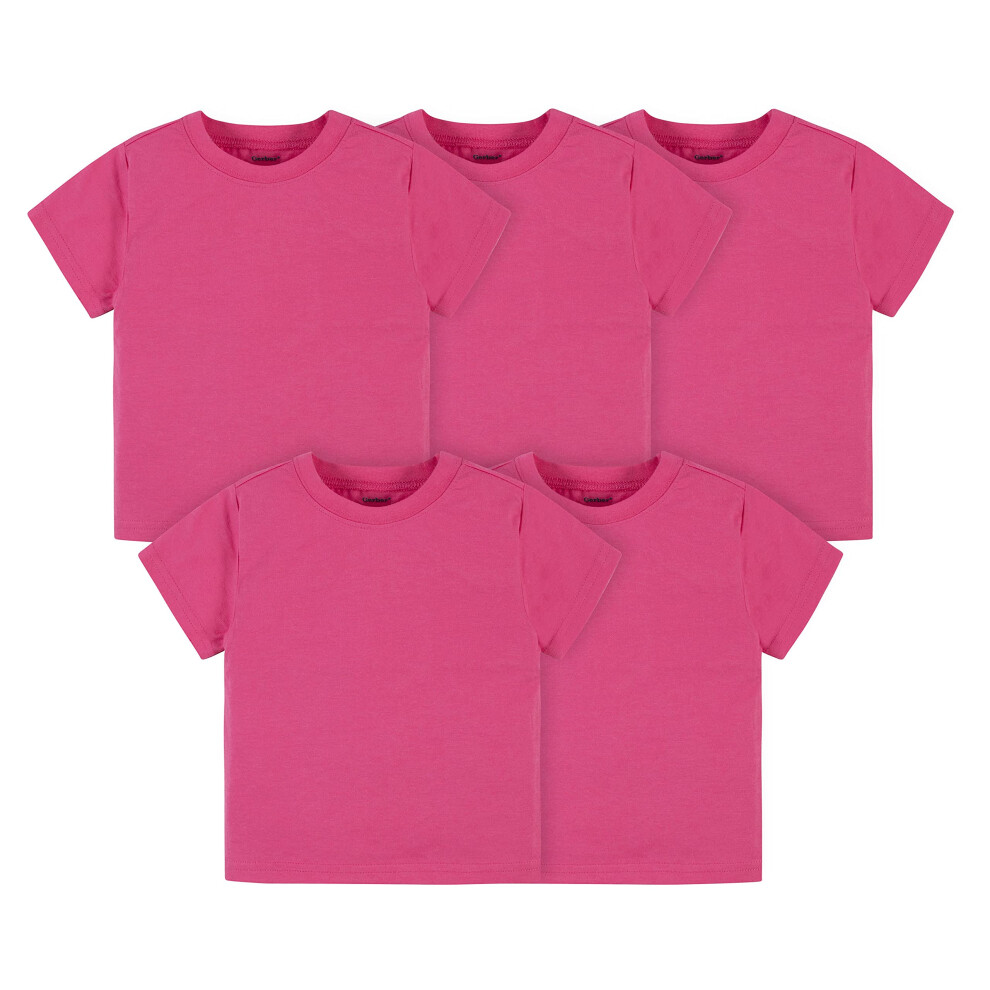 Gerber Baby Toddler 5-Pack Solid Short Sleeve T-Shirts Jersey 160 GSM  Hot Pink  4T