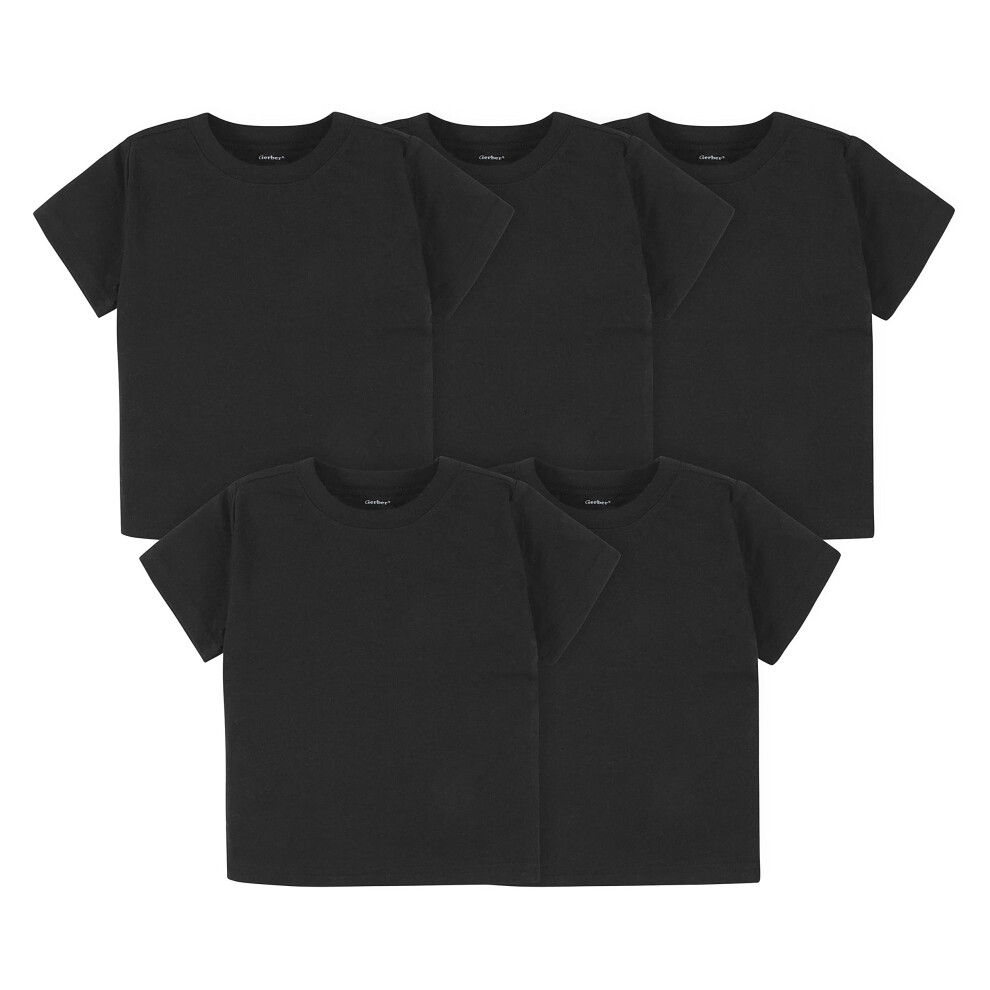 gerber Baby Toddler 5-Pack Solid Short Sleeve T-Shirts Jersey 160 gSM  Black  12 Months