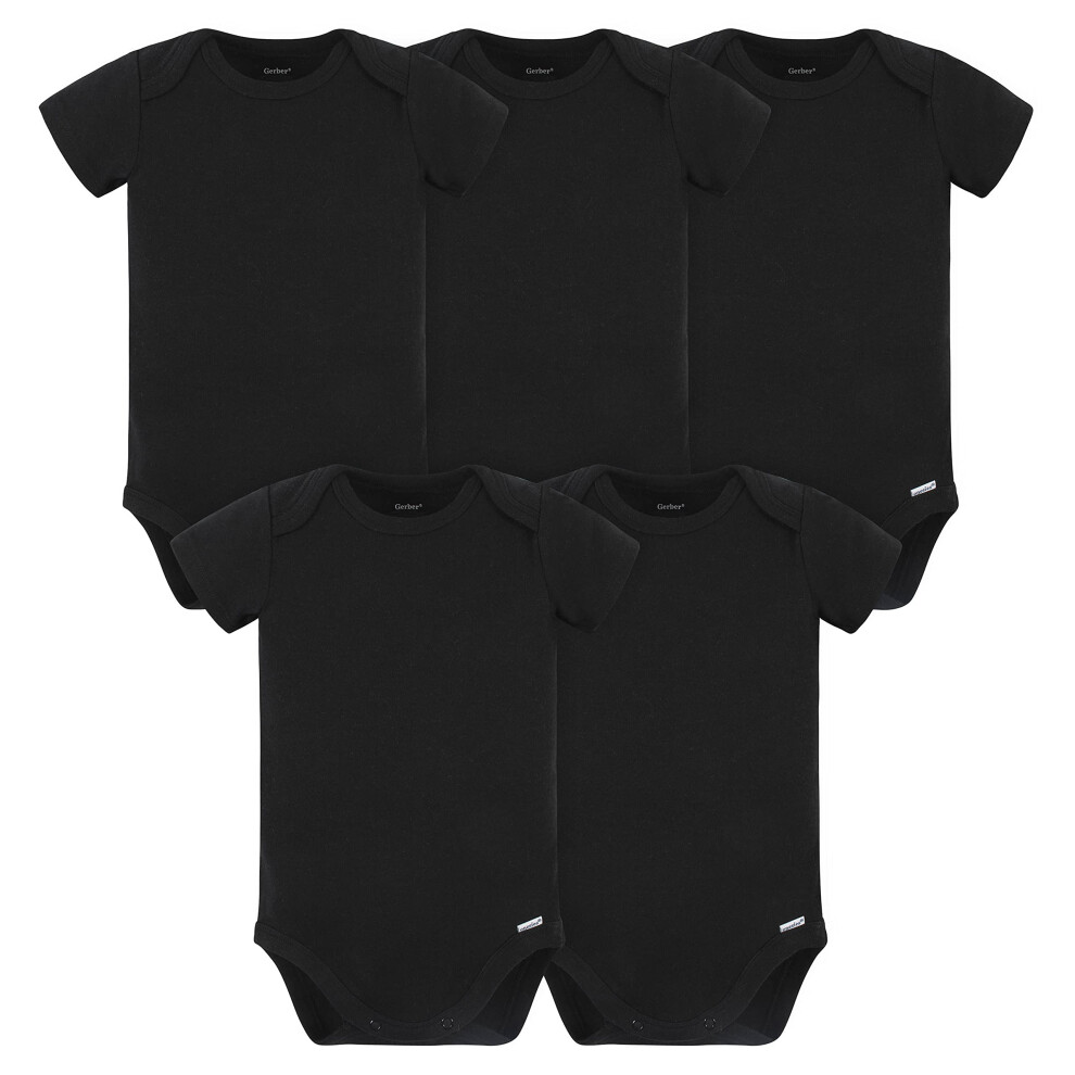 gerber unisex baby 5 Pack Onesies Multi-packs Bundle Interlock 180 gsm Shirt  Black  18 Months US