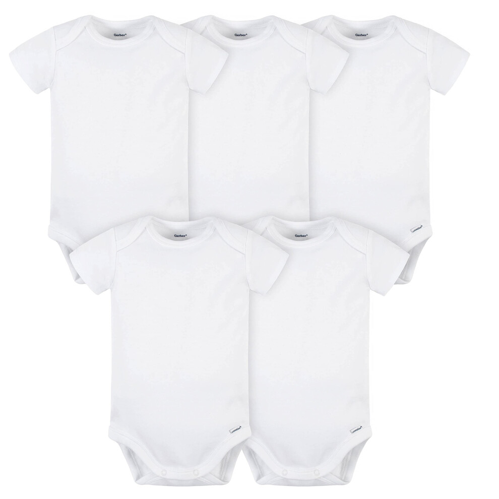 gerber unisex baby 5 Pack Onesies Multi-packs Bundle Interlock 180 gsm Shirt  White  0-3 Months US