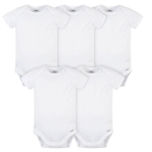 Gerber unisex bebê 5 Pack Onesies Multicolor Interlock 180 Gsm Camiseta, Branco, 6-9 Meses