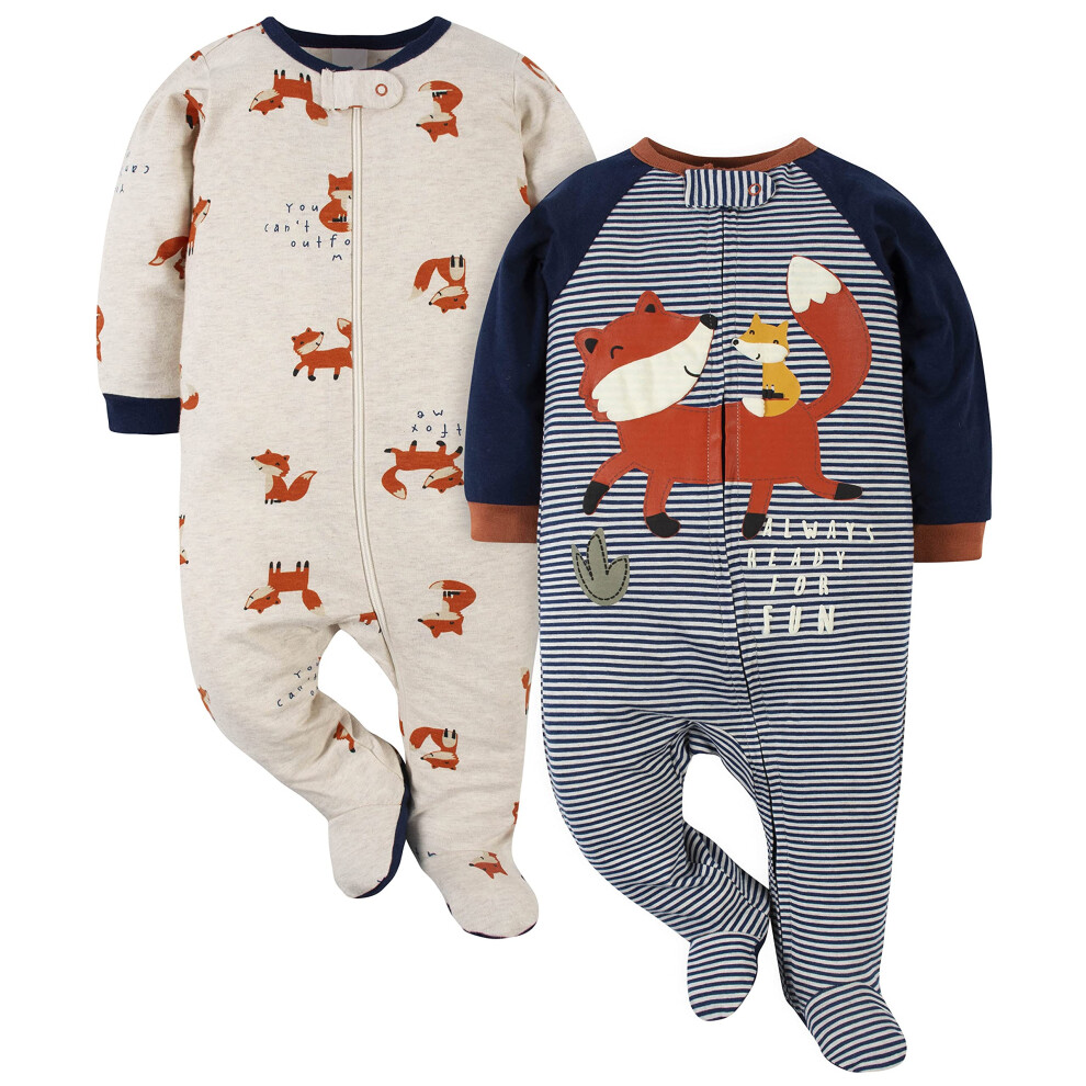 Gerber Baby Boys 2-Pack Sleep 'N Play Blue Fox 0-3 Months