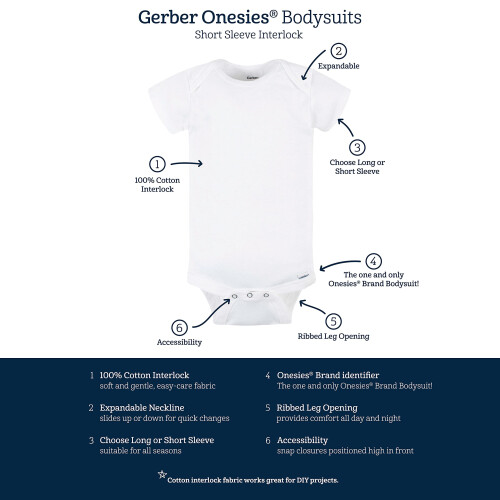 Gerber Gerber 5 Pack de Bodys de Bebé Interlock 180 gsm, Natural, 3-6 Meses 2