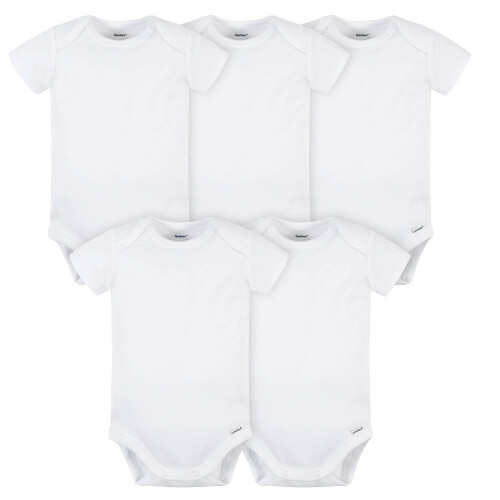 Gerber Gerber Unisex Βaby 5 Pack Onesies Multi-packs Bundle Interlock 180 gsm Shirt, Λευκό, 24 Μηνών ΗΠΑ