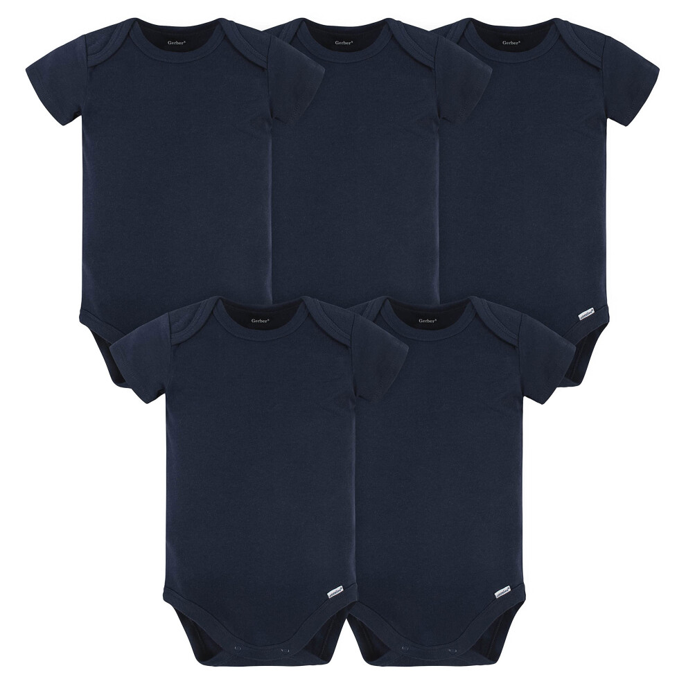 gerber Baby 5 Pack Onesies Multi-Packs Bundle Interlock 180 gsm  Navy  6-9 Months