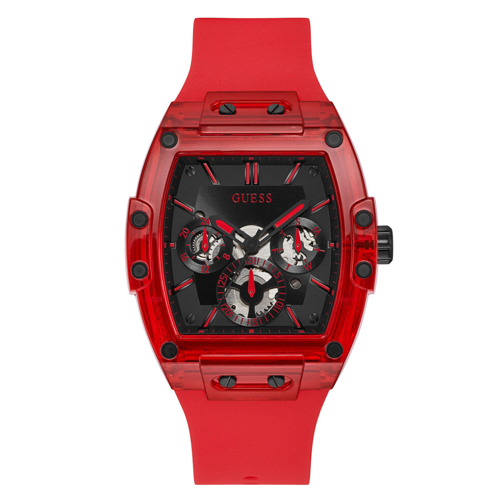 Montre     quartz GUESS pour homme en polycarbonate avec bracelet en silicone, rouge 24 (mod   le   : GW0203G5)