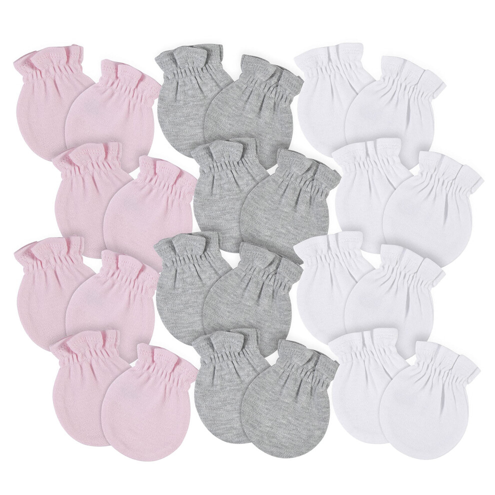 Gerber Baby 8-Pack Scratch Mittens  Pink/Gray/White  0-3 Months (12-Pack)
