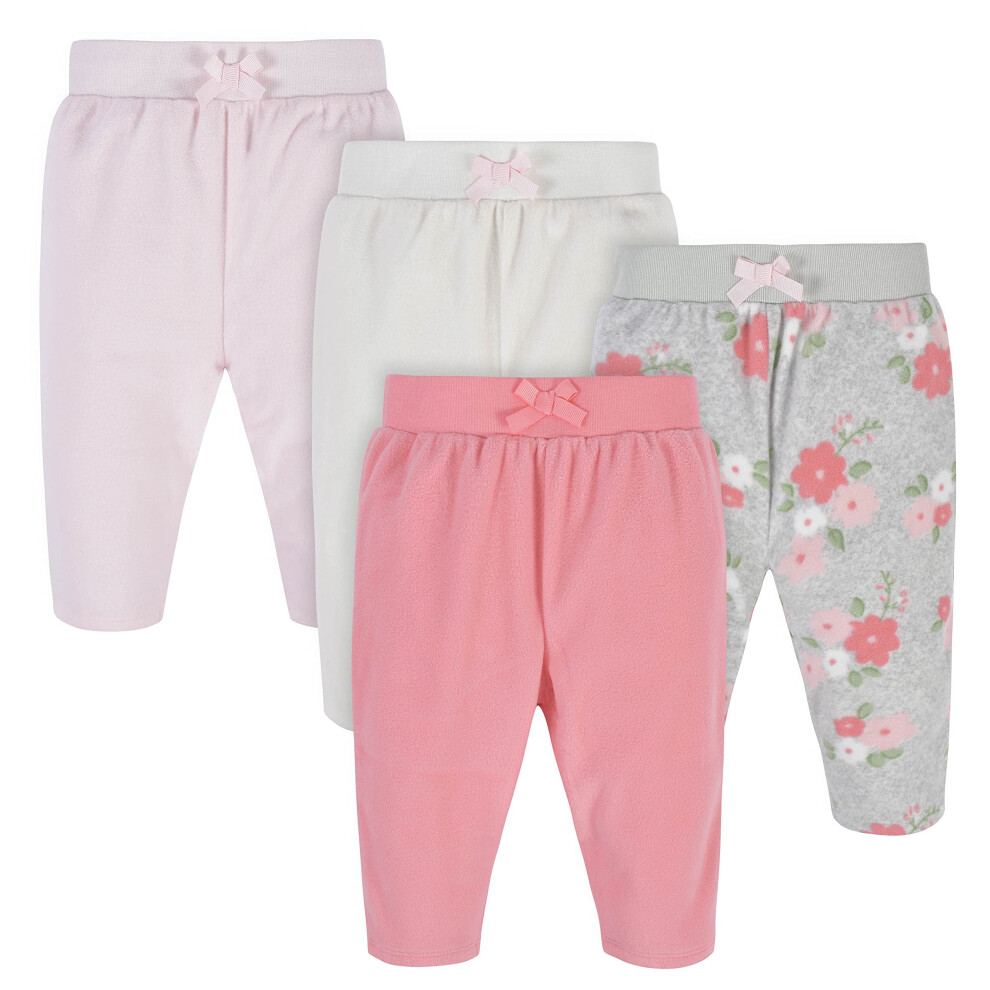 Gerber baby girls 4-pack Microfleece Pants Leggings  Floral  3-6 Months US