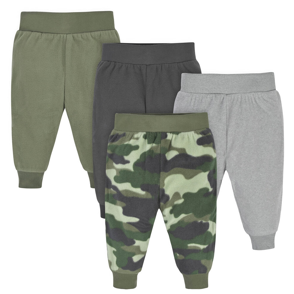 Gerber Baby Boys' 4-Pack Microfleece Pants  Camo  6-9 Months
