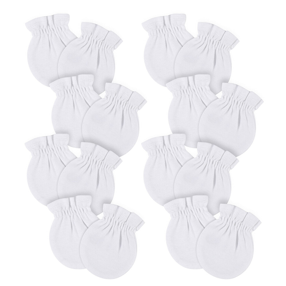 Gerber Baby 12-Pack No Scratch Mittens  White  0-3 Months (8-Pack)