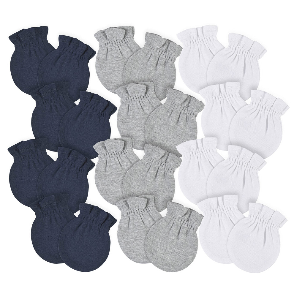 Gerber Baby 8-Pack Scratch Mittens  Navy/Gray/White  0-3 Months (12-Pack)