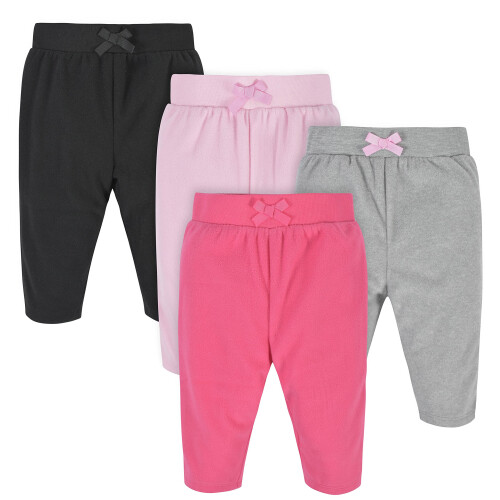 Gerber Gerber Baby-M   dchen 4er-Pack Microfleece-Hosen, Rosa/Grau/Schwarz, 24 Monate
