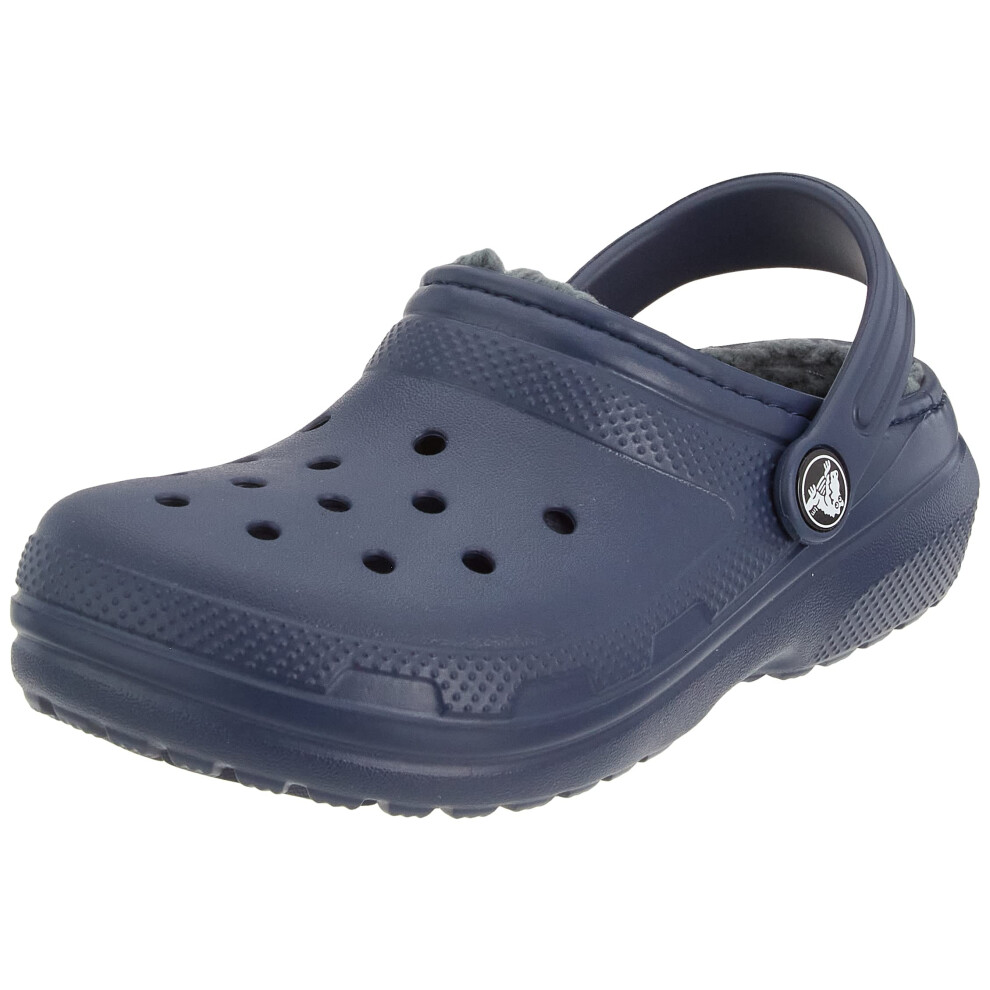 Crocs Unisex-Child Classic Lined Clog | Toddler Slippers  Navy/Charcoal  4 Toddler