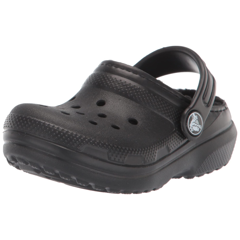 Crocs Unisex-Child Classic Lined Clog | Toddler Slippers  Black/Black  4 Toddler