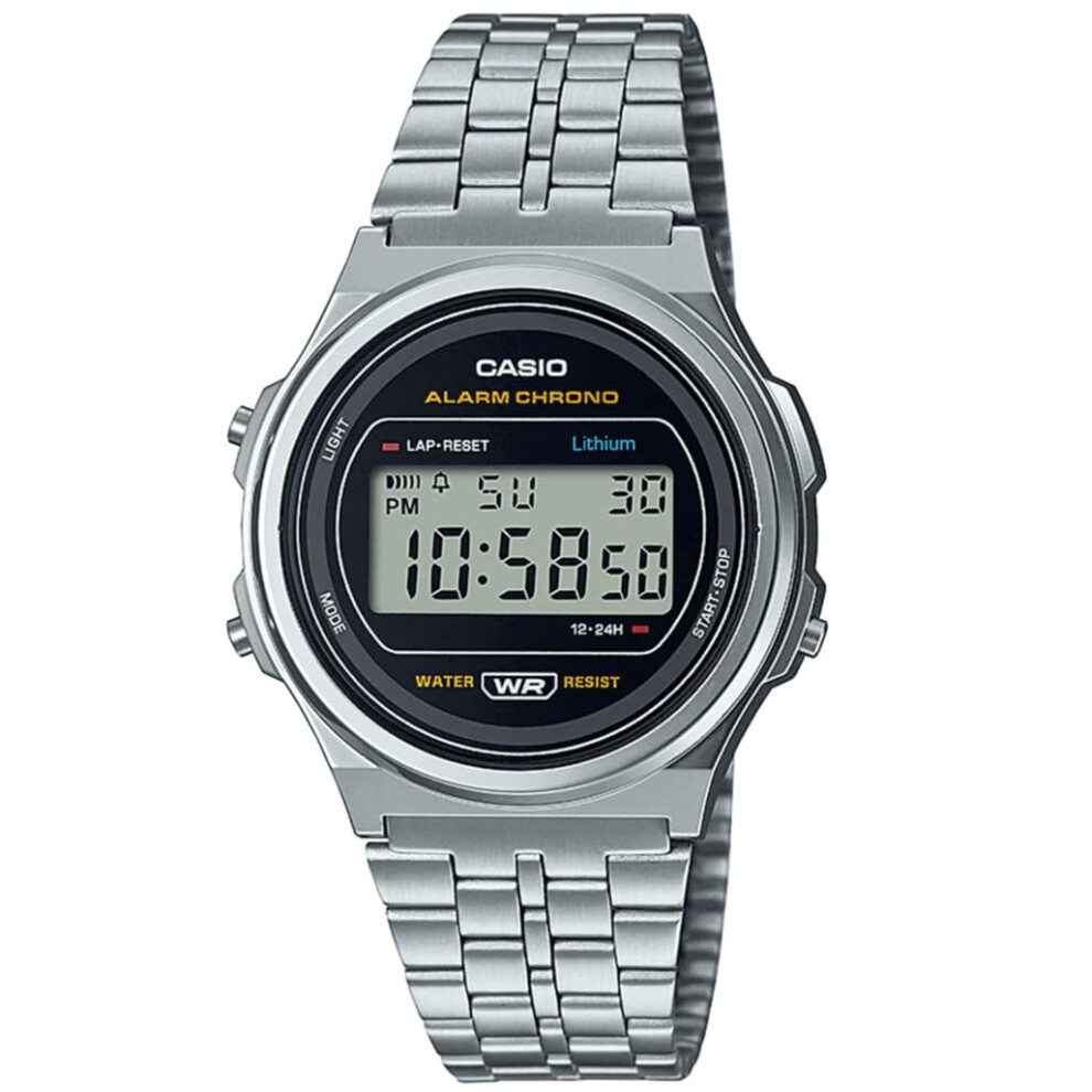 Casio Unisex-Adults Digital Quartz Watch with Stainless Steel Strap A171WE-1AEF  Silver  A171WE-1AEF