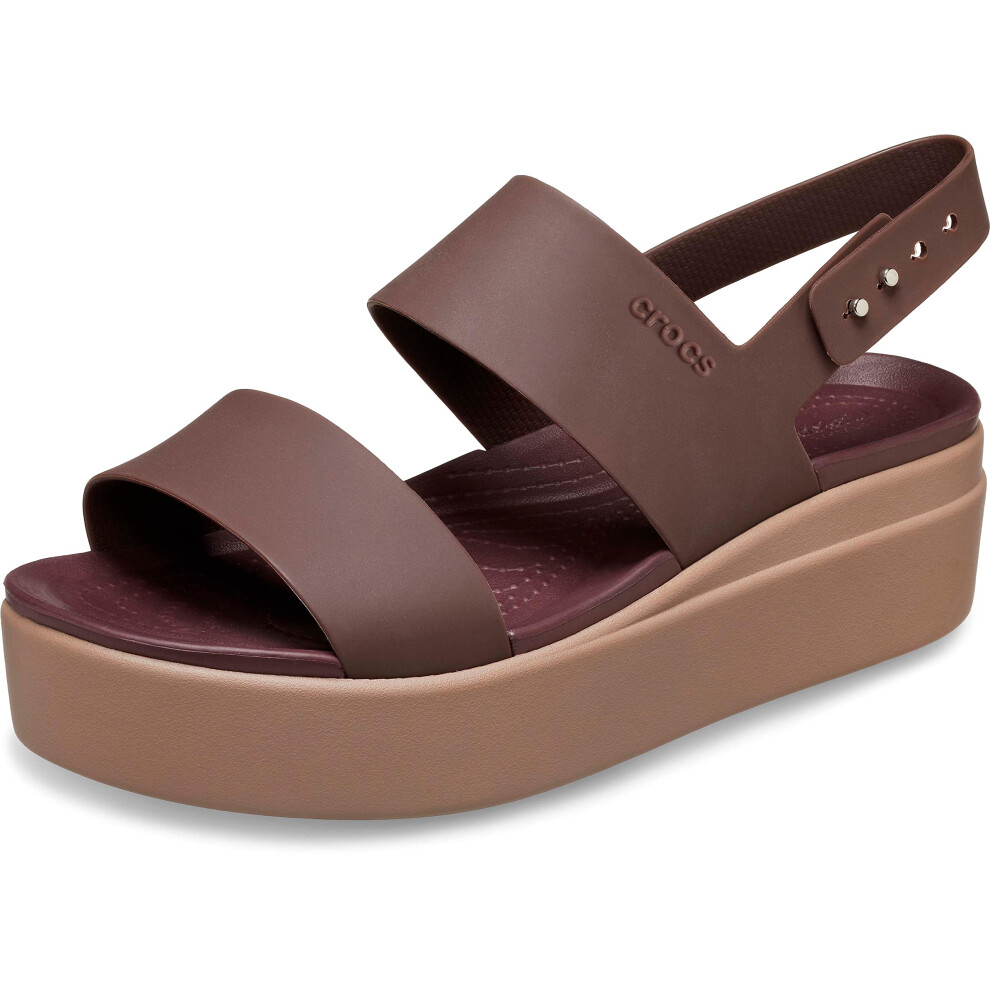 Crocs Women 's Brooklyn Low Wedges  Platform Sandals  Mocha/Mushroom  4