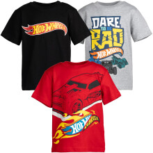 Camisetas Gráficas para Niños Pequeños Hot Wheels 3 Pack Gris/Negro/Rojo 7-8
