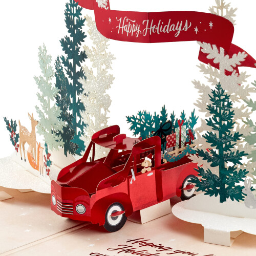 Χριστουγεννιάτικη Κάρτα Hallmark Signature Paper Wonder Pop Up (Κόκκινο Φορτηγό)