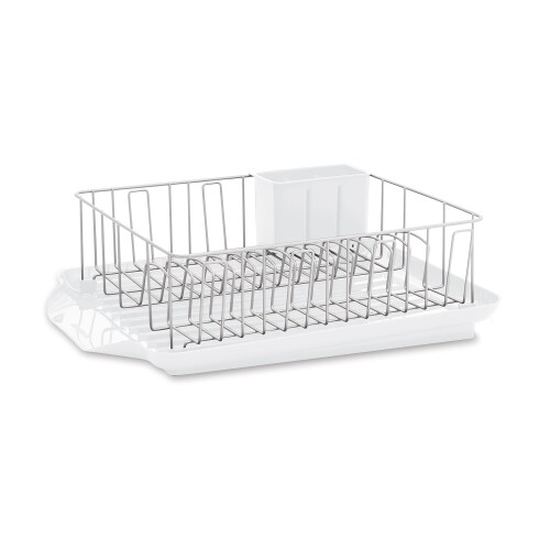 Farberware Escorredor de Louça Grande Farberware Resistente à Ferrugem com Caddy para Talheres, Branco