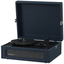 Crosley CR8017B-NY Voyager Vintage Tragbarer Vinyl-Plattenspieler, Plattenspieler mit Bluetooth-Ein-/Ausgang und integrierten Lautsprechern, Marinebla