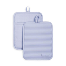 KitchenAid Ribbed Soft Silicone Pot Holder 2-Pack Set Lavender Cream Purple 7""""x9""""