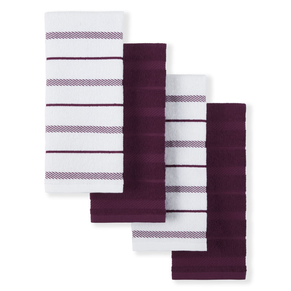 KitchenAid Albany Kitchen Towel 4-Pack Set  Boysenberry Purple/White  16""""x26
