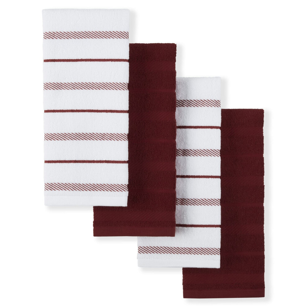 KitchenAid Albany Kitchen Towel 4-Pack Set  Smoked Paprika Red/White  16""""x26