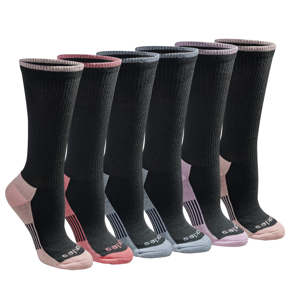 Dickies Women's Dri-Tech Essential Moisture Control Crew Socks Available In S-Xl (6 12 Black With Bluish (6 Pairs) Large