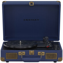 Crosley CR8005F-NV Cruiser Plus Vintage 3-Speed Bluetooth in/Out Suitcase Vinyl Record Player Turntable Navy - Refurbished