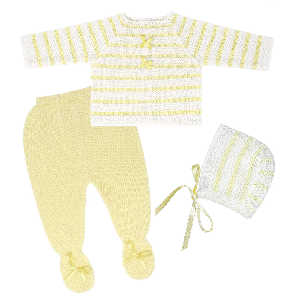 Escalett Layette Newborn Baby Knitted Clothes Set  Coming Home Infant Knit Outfit for Boys and Girls (6210  Yellow  3M)