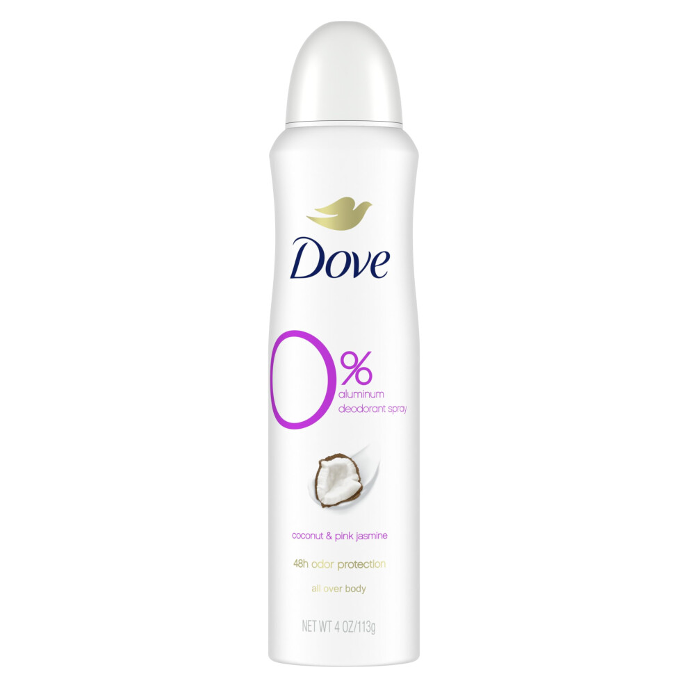 Dove 0 percent Aluminum Deodorant Spray For 48 Hour Protection Coconut and Pink Jasmine Aluminum Free Deodorant 4 oz