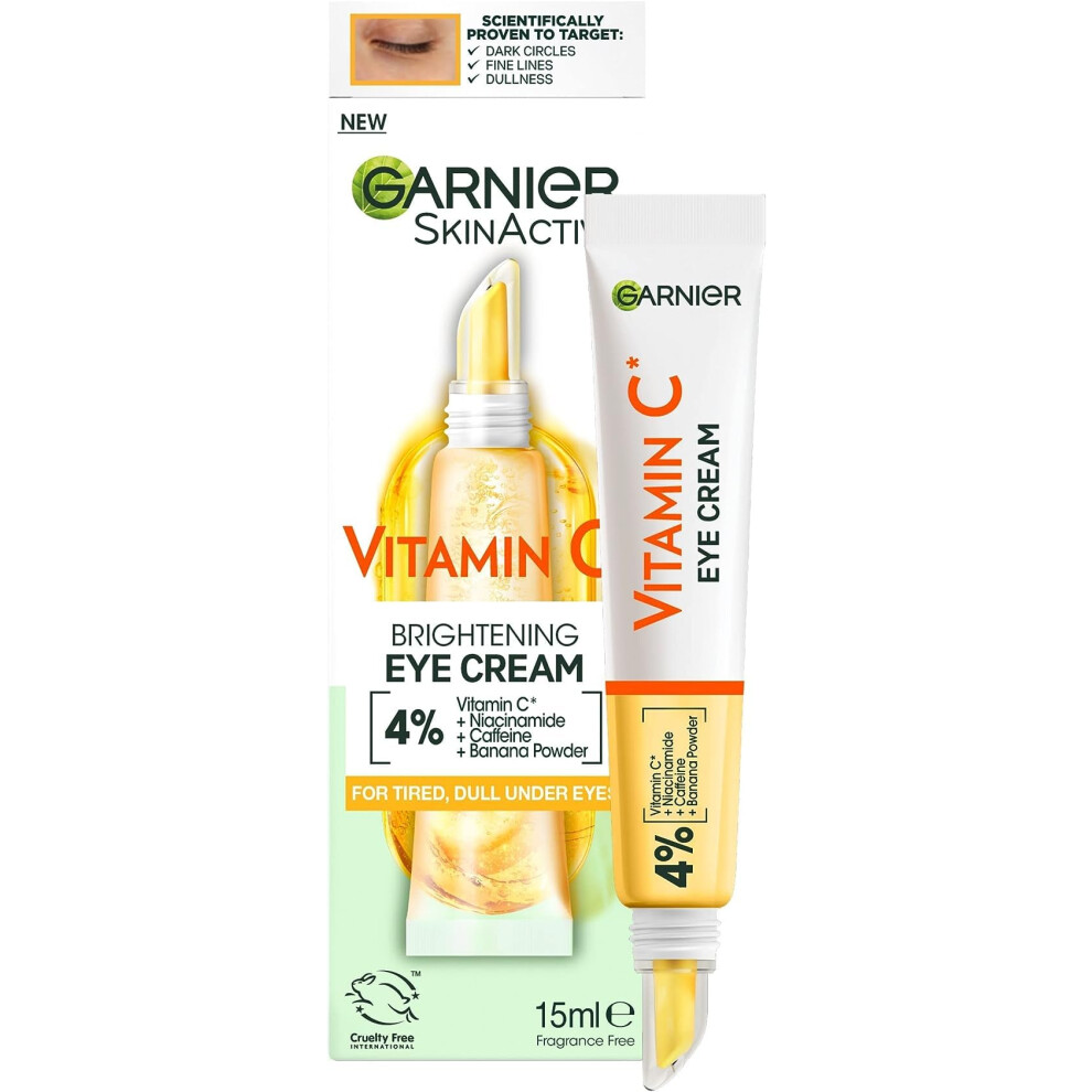 Garnier Eye Cream  With 4% Vitamin C  Brightening Eye Treatment For Dark Circles  Prevents Under Eye Bags And Puffiness  Vitamin C*  15ml