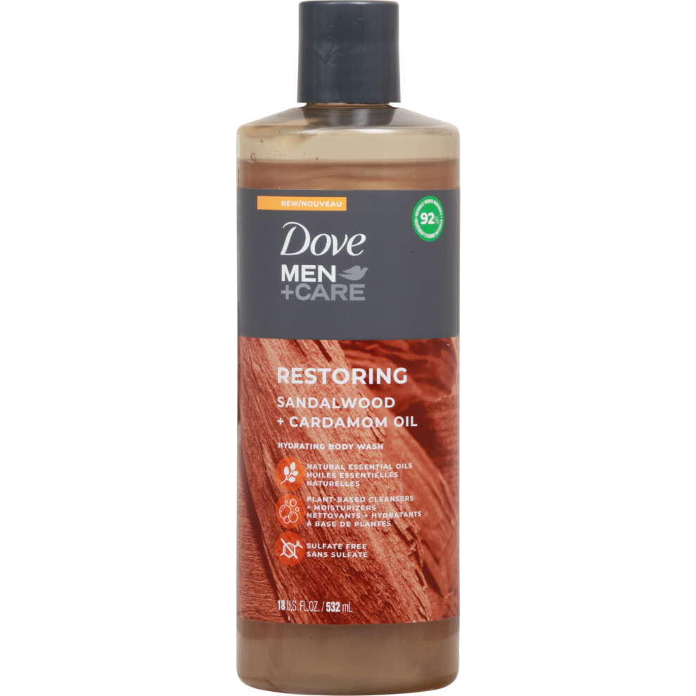 DOVE MEN + CARE Body Wash Sandalwood + Cardamom Oil to Rebuild Skin in the Shower with Plant-Based Cleansers and Moisturizers 18 oz-image-OPC-PGS89MQ-NEW