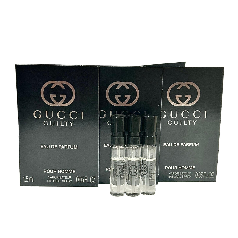 Gucci Guilty Eau De Parfum Sample Perfume MEN EDP Spray Pour Homme MINI SMALL Travel Size 1.5 ML / 0.05 - set of 3