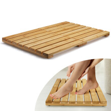 BROOKSTONE Bamboo Bath mat Non Slip Wooden Shower mat Upgrade to Boho Bathroom D?cor Eco Friendly and Sustainable Luxurious Spa Comfort